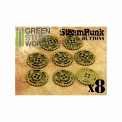 8x Botones RUEDAS DENTADAS SteamPunk - Oro Viejo