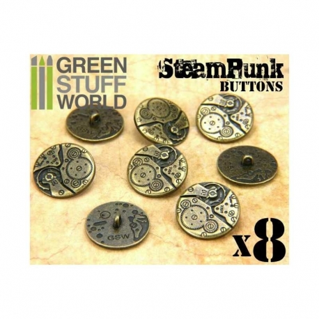 8x Steampunk Clock Movement Buttons - Bronze