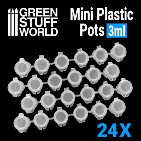 24x Mini botes de plástico 3ml