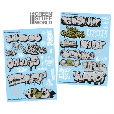 Water decals - Graffiti mix - Gold and Silver