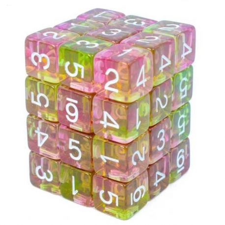36x D6 12mm Dice - Pink and Green