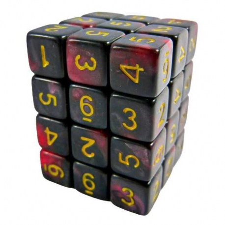 36x D6 12mm Dice - Marble Red