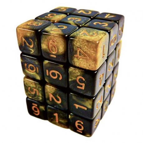 36x Dice D6 12mm - Amber Marble