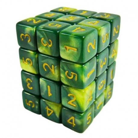 36x Dice D6 12mm - Marble Green