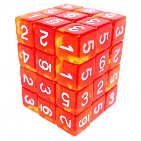 36x D6 12mm Dice - Red/Yellow Transparent