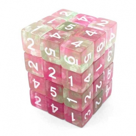 36x Dice D6 12mm - Light Pink