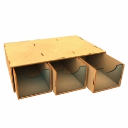 Modular chest of drawers with 3 drawers, MDF wood