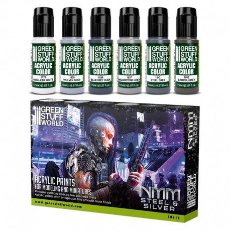 Set Pintura - MNM Plata y Acero de Green Stuff World