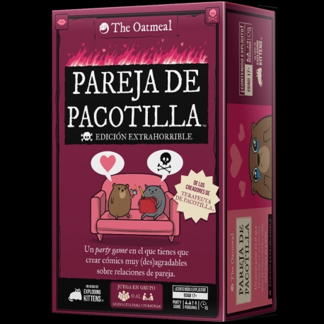 the card game "Pacotilla Pareja" by Exploding Kittens (Spanish)