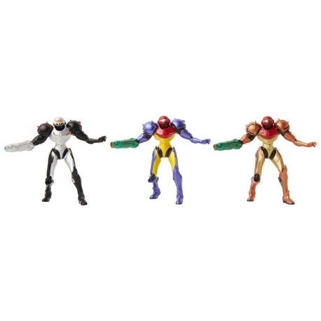 World of Nintendo Pack de 3 Figuras Metroid Chozo Power Suits 6 cm