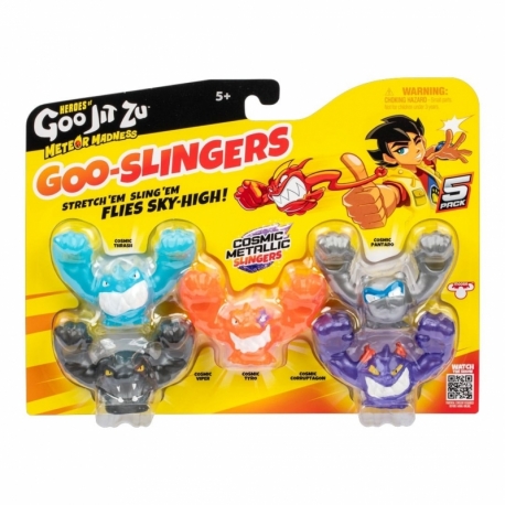 Heroes of Goo Jit Zu Meteor Madness Pakc de 5 Figuras elástica Goo Slingers Cosmic Metallic Slingers 5 cm