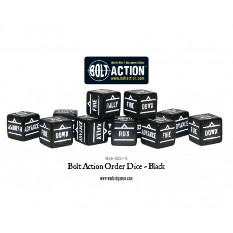 Bolt Action Orders Dice - Black (12)