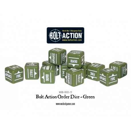 Bolt Action Orders Dice - Green (12)