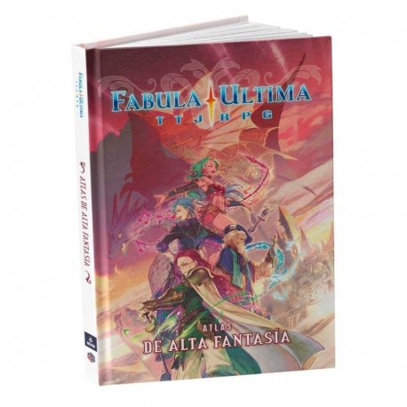 Fabula Ultima: Atlas of High Fantasy role-playing game book from Devir (Spanish)