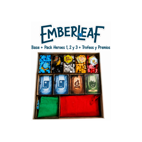 Inserto compatible con juego de mesa EMBERLEAF (Base + Pack Héroes 1, 2 y 3 + Trofeos y Premios) de WithOut Mess