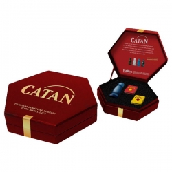 Deluxifica tu Catan con este juego de dados metálicos y de ladrón premium, color aguamarina ojo de gato de FanRoll