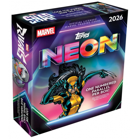 Topps Marvel Neon 2026 Mega Box – a Marvel trading card collection featuring a colorful neon aesthetic