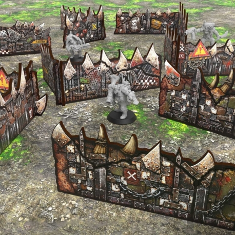 Pre-painted Orc Low Walls Matched Play (Pack x8)