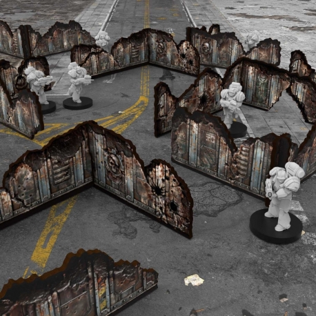 Pre-painted Sci-Fi Low Walls Matched Play (Pack of 8)