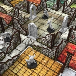 Muros de mazmorra en ruinas prepintados