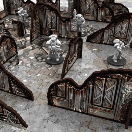 Pre-painted Sci-Fi ruined walls