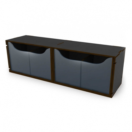 Compact Black Horizontal Organizer with 2 Double Drawers
