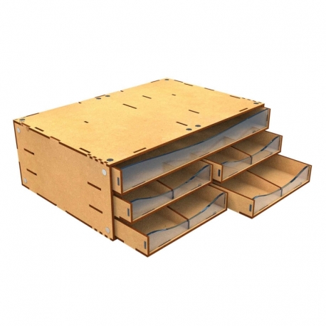 Stackable drawer unit module with 5 horizontal drawers with dividers
