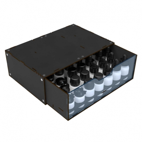 Stackable and magnetic 30ml paint organizer module - Black