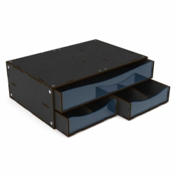 Stackable chest of drawers module with 3 horizontal drawers with dividers - Black