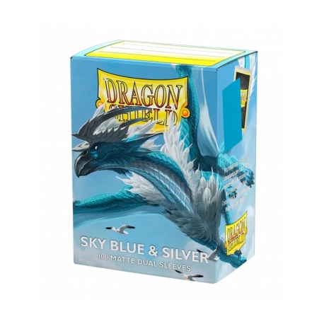 Standard Matte Dual Cases (100 units) Sky Blue & Silver - Dragon Shield