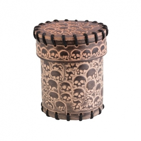 Qw Leather Dice Cup Skully Beige