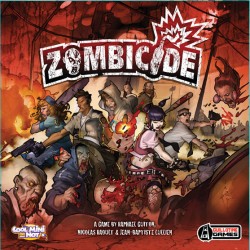 Tapa de la caja del juego de Edge Zombicide. Ciudad infestada de zombies.