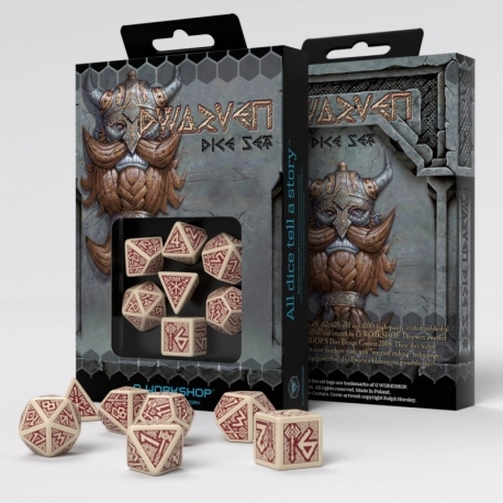 Qw Dwarven Dice Set Beige&Burgundy (7)