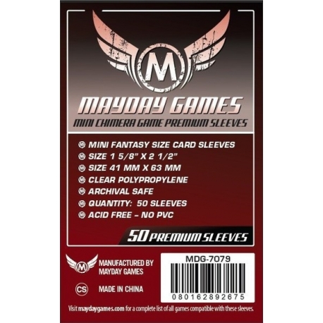 [7079] Premium Mini Chimera Game Sleeves 43 X 65 MM (50 Pack) (Dark Red)