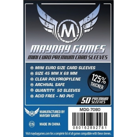 [7080] Premium Mini Euro Card Sleeve (50 pack) 45 MM X 68 MM (Dark Blue)