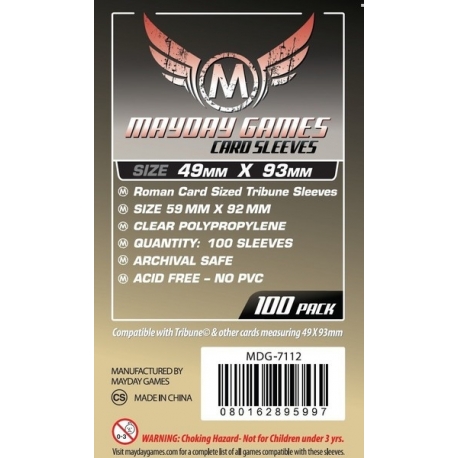 [7112] Roman Card Sized Tribune Sleeves (100 pack) 49 X 93 MM