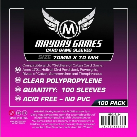 [7124] Small Square Card Sleeves (pack of 100) 70 X 70 MM