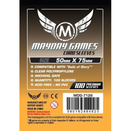 [7126] Custom Card Sleeves (Sails of Glory* Sized) (pack of 100) 50 X 75 MM