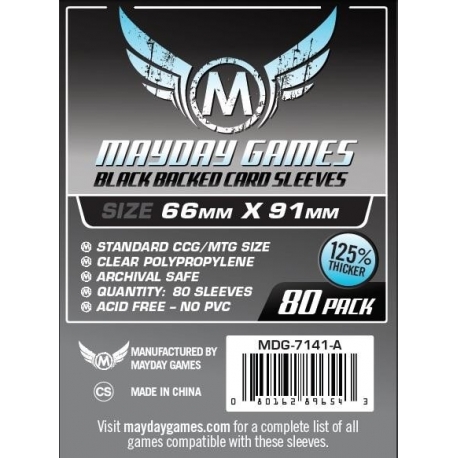 [7141A] Card game Sleeves (Pack of 80) 66 x 91 mm (Black Backed)