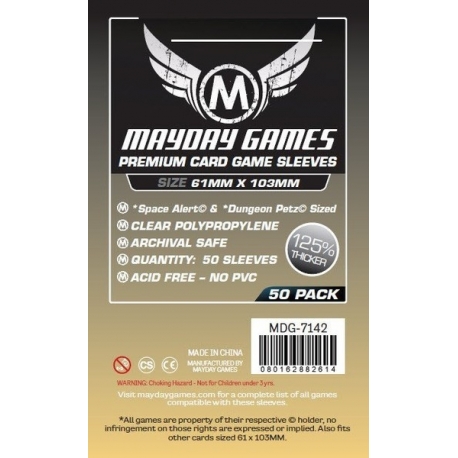 [7142] Premium Space Card Sleeve: 61 X 103 MM Space Alert / Dungeon Petz