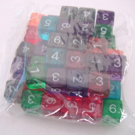 Bag of 50 Gem 6 Sided Dice