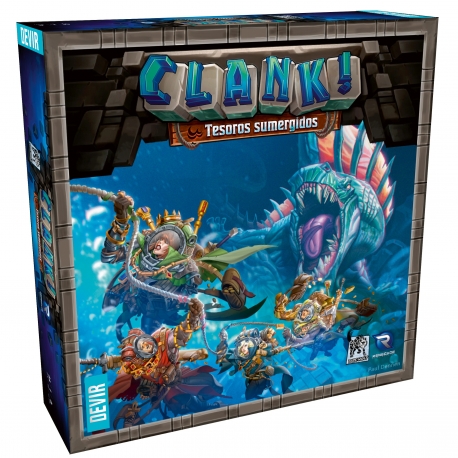 Expansión juego de mesa de construcción de mazos Clank Tesoros sumergidos de Devir