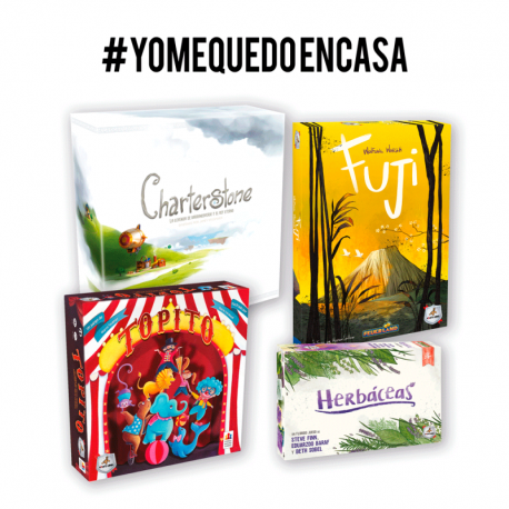 The pack consists of Charterstone, Fuji, Herbaceous and topito board games