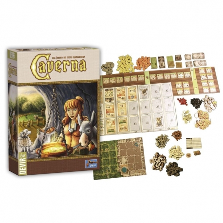 Caverna juego de mesa colocación de trabajadores de Devir
