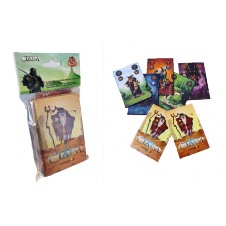 60 fundas de la mejor calidad con arte gráfico de Claim, Master Wizard, y unas medidas de 58x89 mm