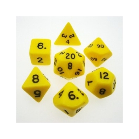 Chessex Opaque Polyhedral 7-Die Sets - Yellow w/black
