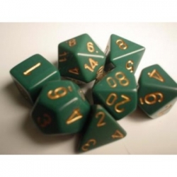 Chessex Opaque Polyhedral 7-Die Sets - Dusty Green w/gold