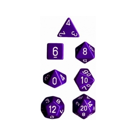 Chessex Opaque Polyhedral 7-Die Sets - Purple w/white