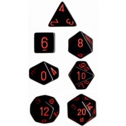 Chessex Opaque Polyhedral 7-Die Sets - Black w/red