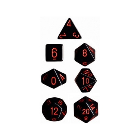 Chessex Opaque Polyhedral 7-Die Sets - Black w/red